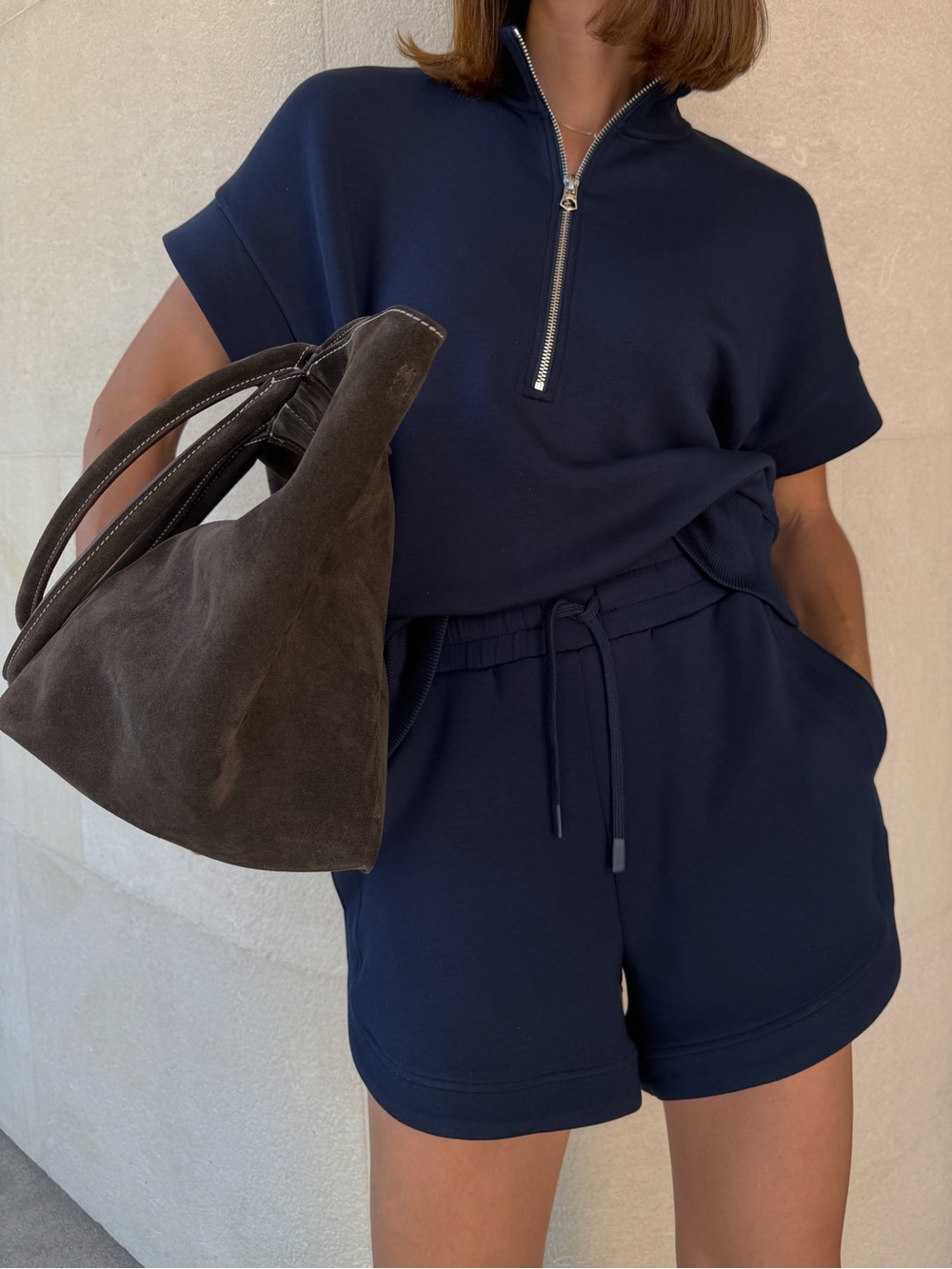 Varley Set / Navy Half-Zip Sweatshirt and Shorts